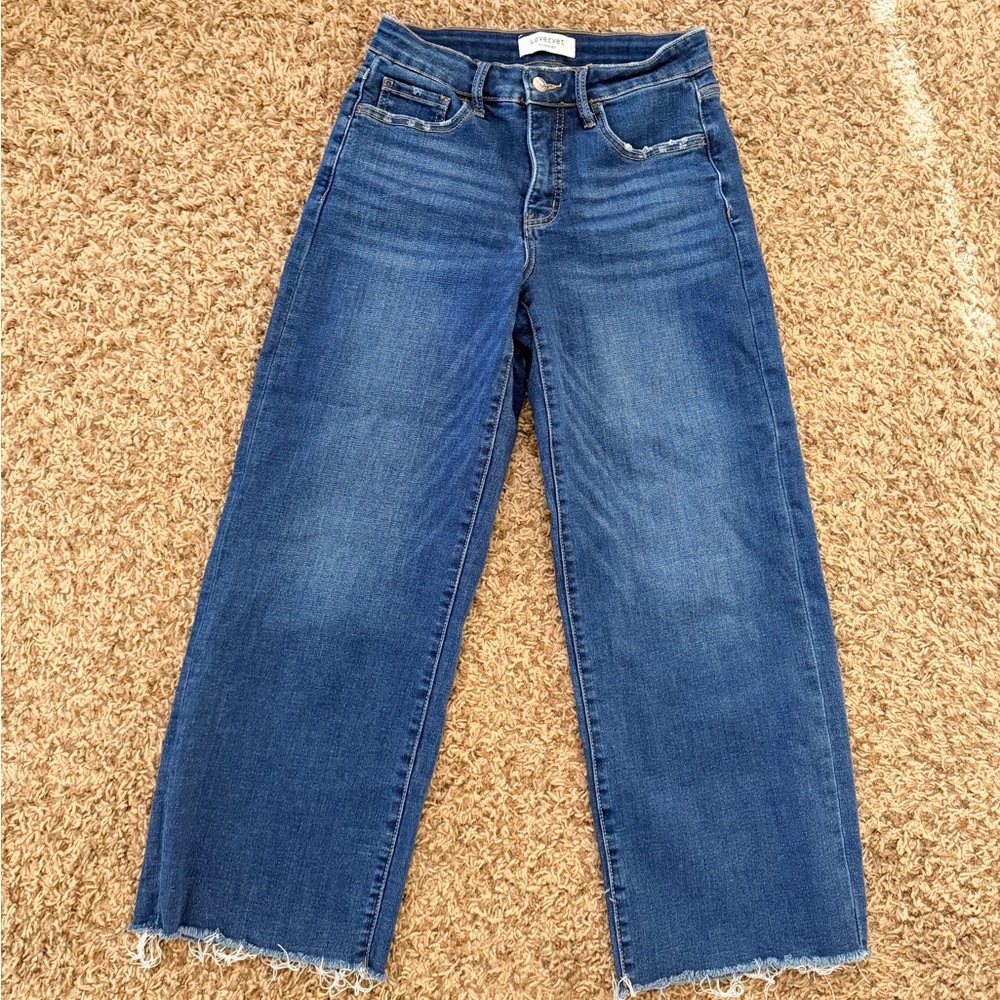 VERVET BY FLYING MONKEY Mid-Blue High-Rise Wide Leg Jeans